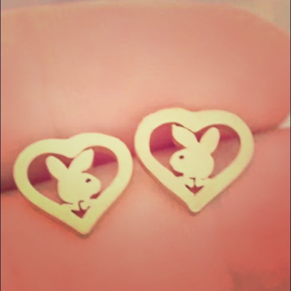 Stainless Steel Playboy Bunny Stud Earrings